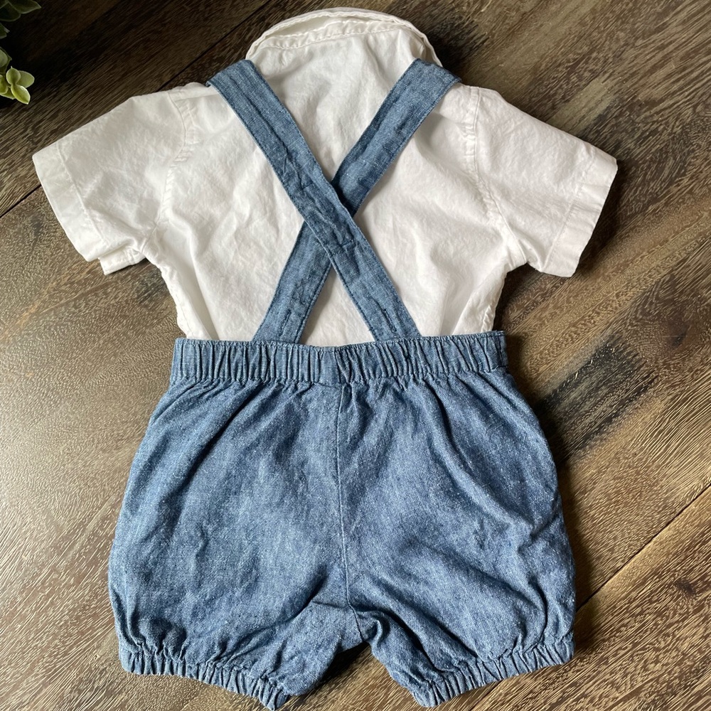 SOLD Janie and Jack linen shorts overalls, 12-18 months - Picture 5 of 13